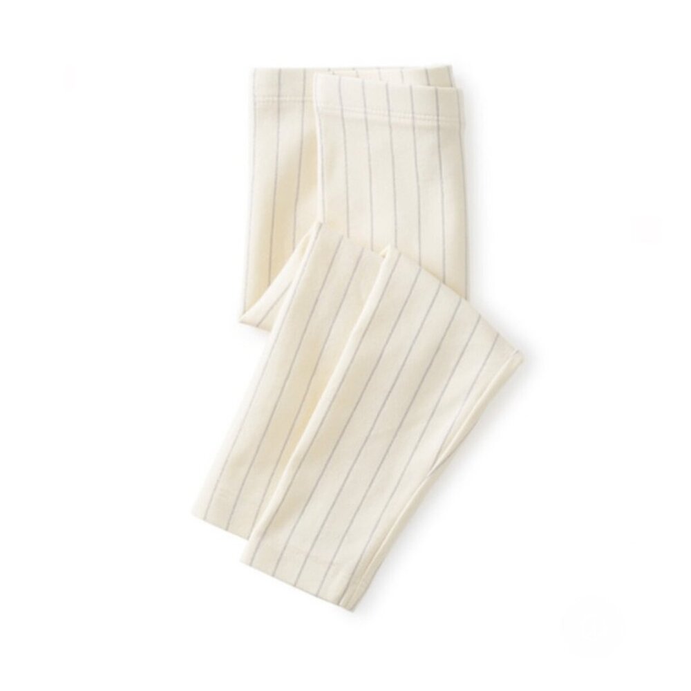 NWT Tea Collection Metallic Stripe Leggings Pelican White Size 18-24 Months